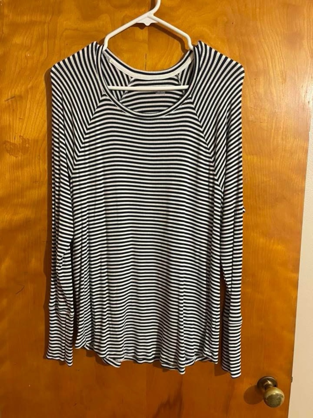 aerie Navy & White Striped Long-Sleeve Top